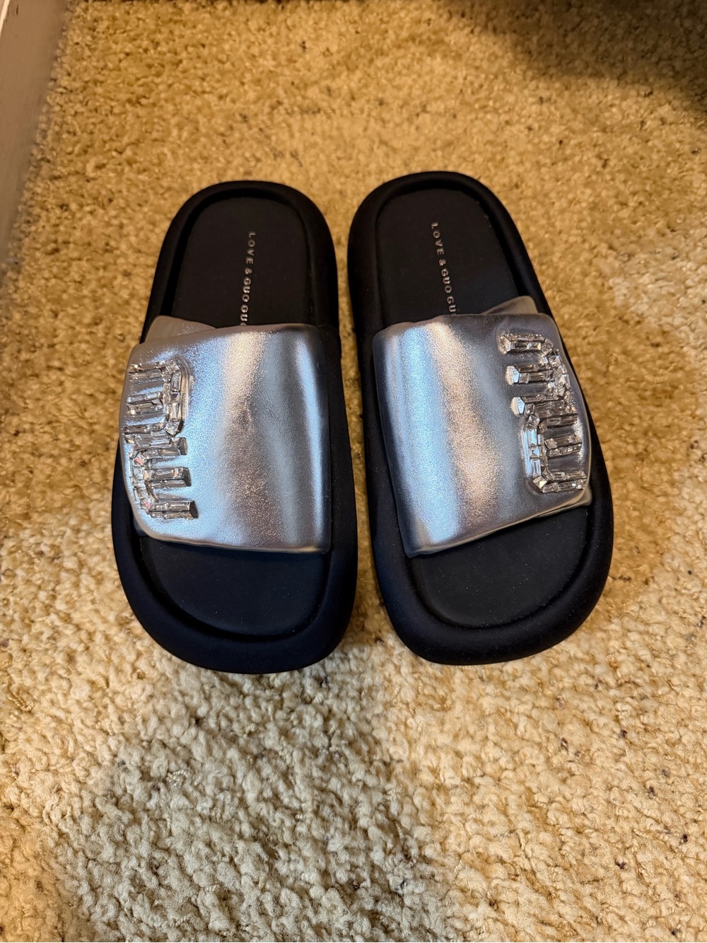 Silver Slide Sandals for Women